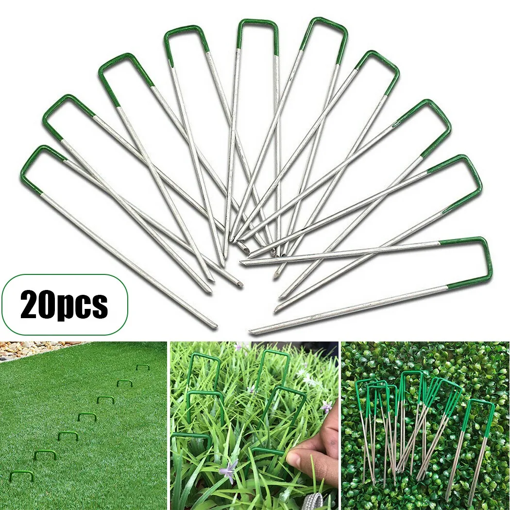Lawn Tent Pegs 20Pcs/Set Artificial Grass Turf U Pins Fastening Lawn Tent Pegs Staple Outdoor Heavy Duty Gardening Accessories
