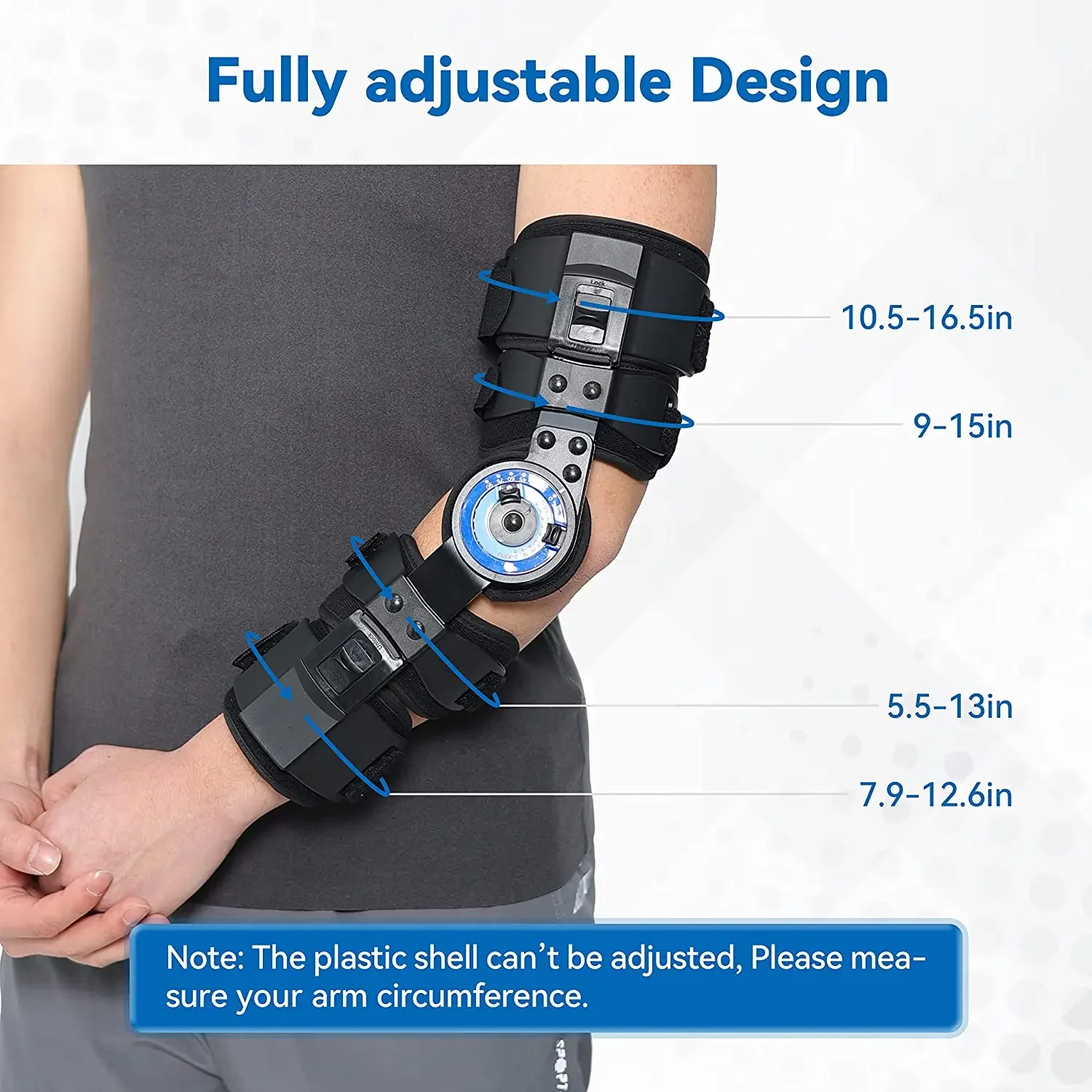Hinged ROM Elbow Brace, Adjustable Post-Op Stabilizer Splint, Arm Injury Recovery Support Fracture Immobilization Rehabilitation 5