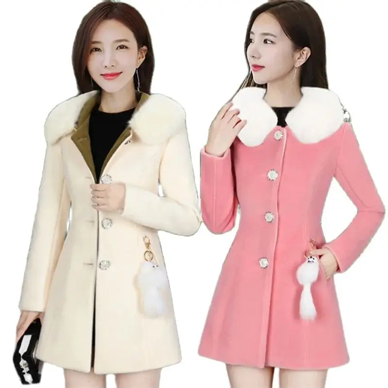 

Autumn Winter Women Coat Imitation Mink Fleece Female Clothing Woolen Jacket Slim Fit Korean Versionhooded Woolen Outerwear