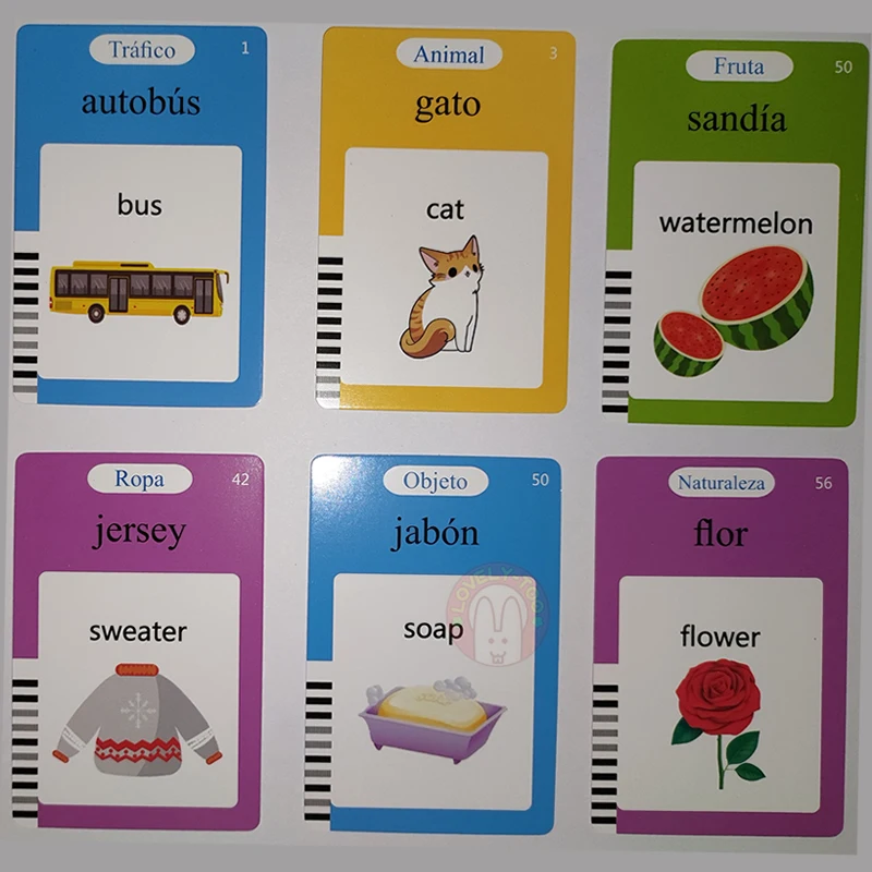 English Flash Card Russian Spanish French Sight Words Games ABC learning Language Kids Education Toys Montessori Reading Book 5