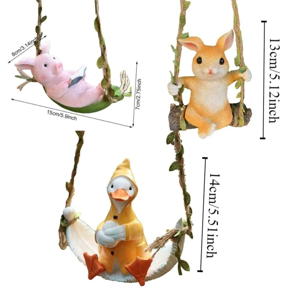 Resin Rabbit Swinging Garden Decoration Waterproof Pendant Rabbit Swing Miniature Figures Tree Animals Crafts