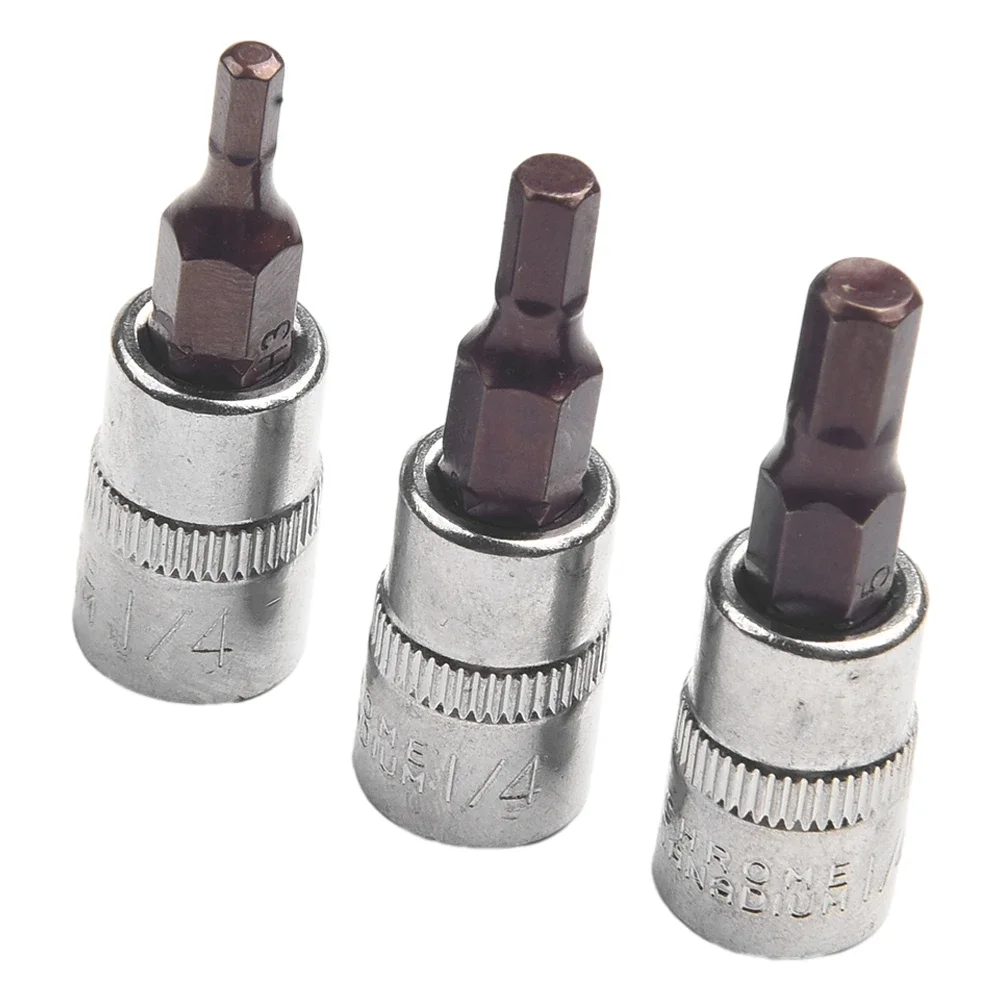 

Drive Socket Screwdriver Bit Replacement Accessories Silver 1/4 Inch 3Pcs Chrome Vanadium Steel H3 H4 H5 H7 H8H8 Durable