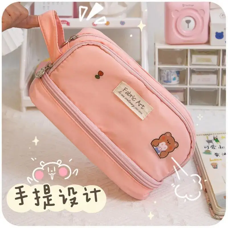 Korea Cute Pencil Cases for Girls Pencilcase Waterproof Canvas School Makeup Bag Pencil Pouch Pen BoxPapeleria Kawaii Stationery