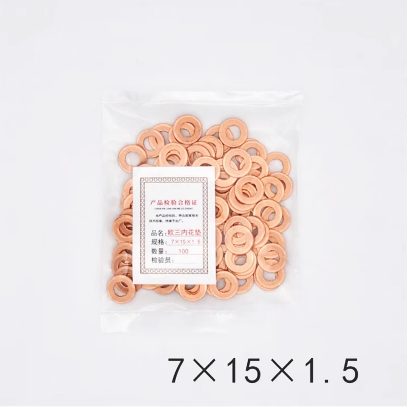 50PCS 7&times;15mm Diesel Common Rail Injector Nozzle Copper Sealing Washer EURO-III Shim Gasket for Bosch diesel injector seal kits