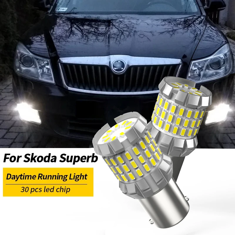 

2Pcs 3600LM Canbus P21W 1156 BA15S LED Bulb For Skoda Superb Octavia 2 FL 2010 2011 2012 2013 LED Daytime Running Light DRL Lamp