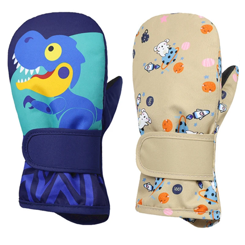 Winter Cartoon Baby Mittens Thicken Waterproof Kids Skiing Gloves for Boys Girls Snow Mittens Outdoor Warm Accessories 1-6 Years