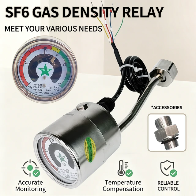 Y60 Series SF6 Gas Density Gauge SF6 Density Monitor for Sealed Container Ring Main Unit Switchgear Indoor Outdoor SF6 1