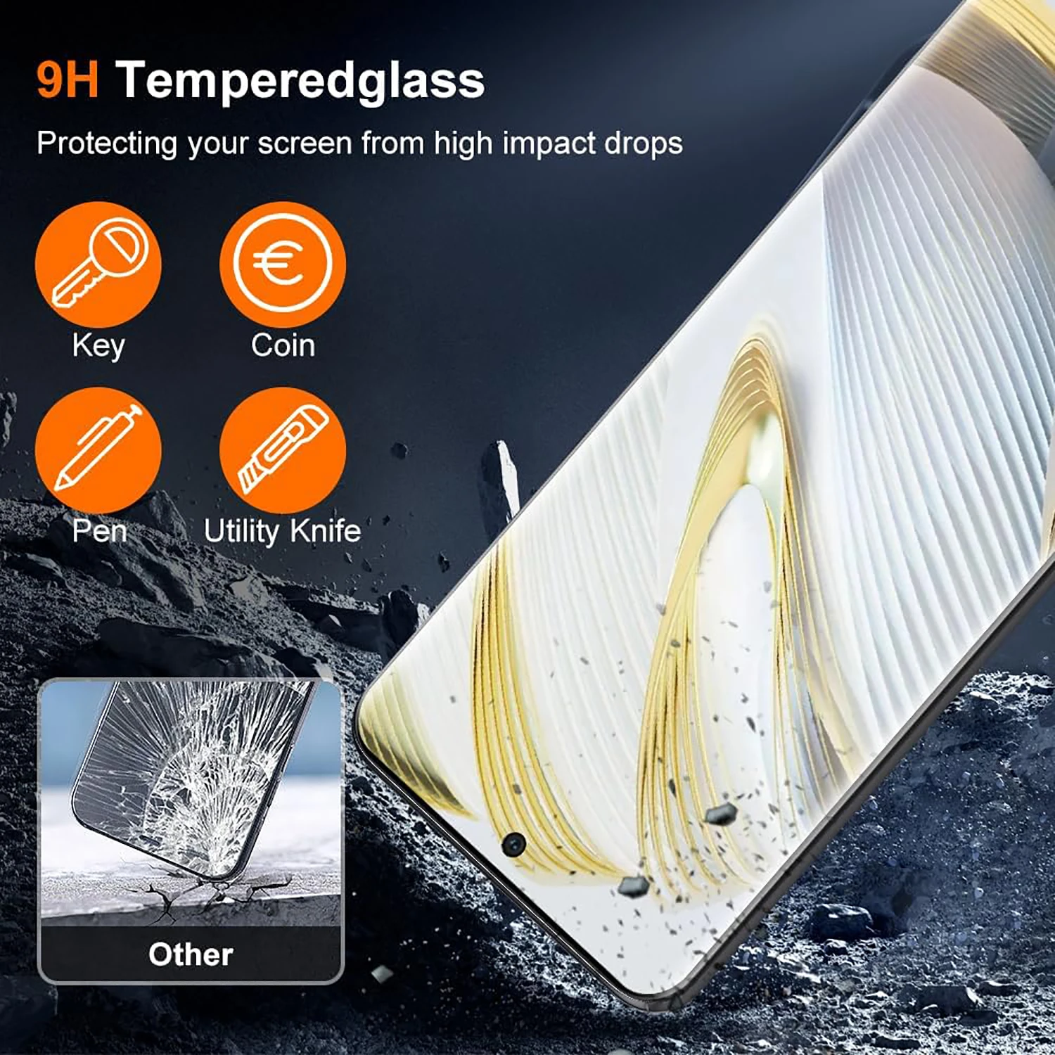 1/4 قطعة زجاج مقسى ثلاثي الأبعاد لهاتف HONOR 90 Ho...