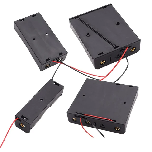 Boîte de support de batterie 18650, boîtier de stockage de batterie 3.7V, 1 fente, 1 cellule, 2 cellules, 3/4 cellules, conteneur en plastique avec des fils allergiques noirs et rouges, 3 pièces 4