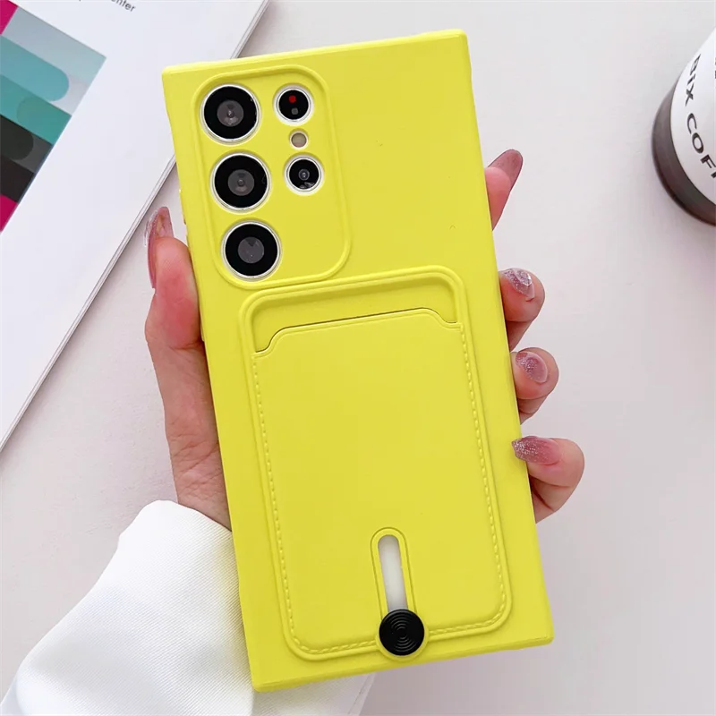 thumbnail image 1 of Simple Card Pocket Slot Couple Candy Case For Samsung Galaxy S24 S23 S22 S21 Ultra Plus FE A53 A33 A23 A13 A03S Soft TPU Funda, 1 of 5