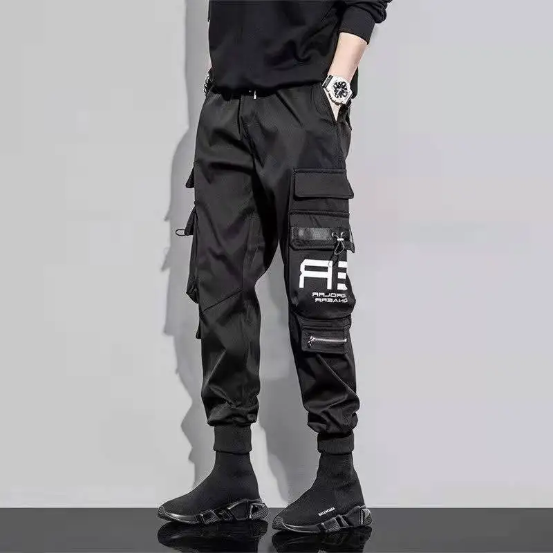 white cargo pants Men's Overalls Casual Sweatpants Hip-Hop Fashion Sweatpants Trend Bandage Overalls Four Seasons Sweatpants tactical cargo pants Cargo Pants