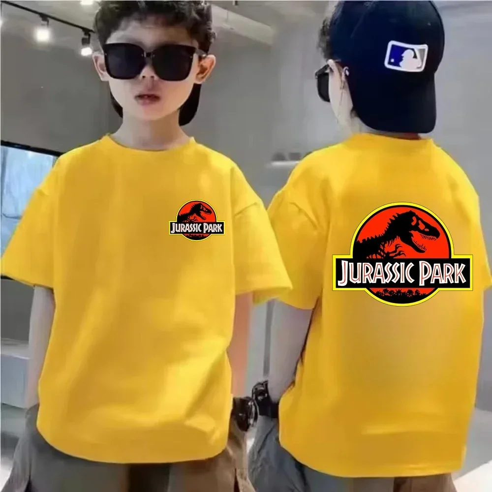여름 쥬라기 세계 쥬라기 공원 공룡 코튼 어린이 T 셔츠 재미 있은 어린이 옷 소년 패션 캐주얼 스포츠 베이비 티셔츠 탑스