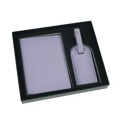 Personalized Passport Cover & Luggage Tag Set - Elegant Travel Accessories (Purple)