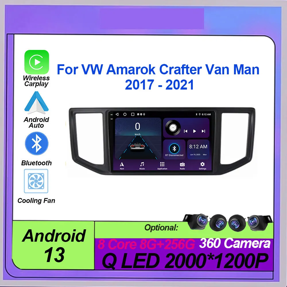 

Android 13 For VW Amarok Crafter Van Man 2017 - 2021 Car Radio Multimedia Video Player GPS Navigation Carplay Auto QLED WIFI