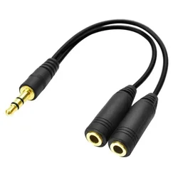 Dual Audio 3.5mm Splitter Cable - Hi - Fi Sound Stereo Extension (Black)