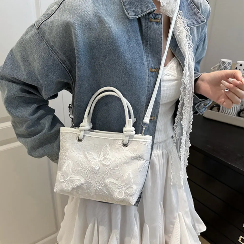 Creative Lace Shoulder Bags Elegant Handbags Embroidery Simple Tote Bag Women