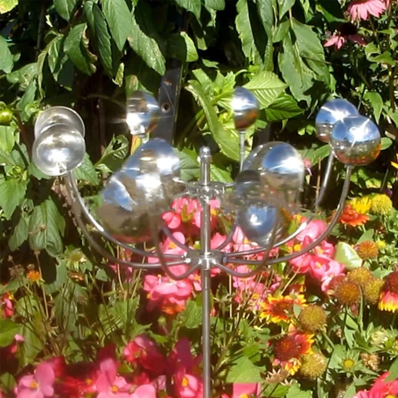 Metal Wind Spinner Garden  Rotating Windmill with Stake Outdoor Yard Sculpture Decoration Garden Lawn Windmill 5