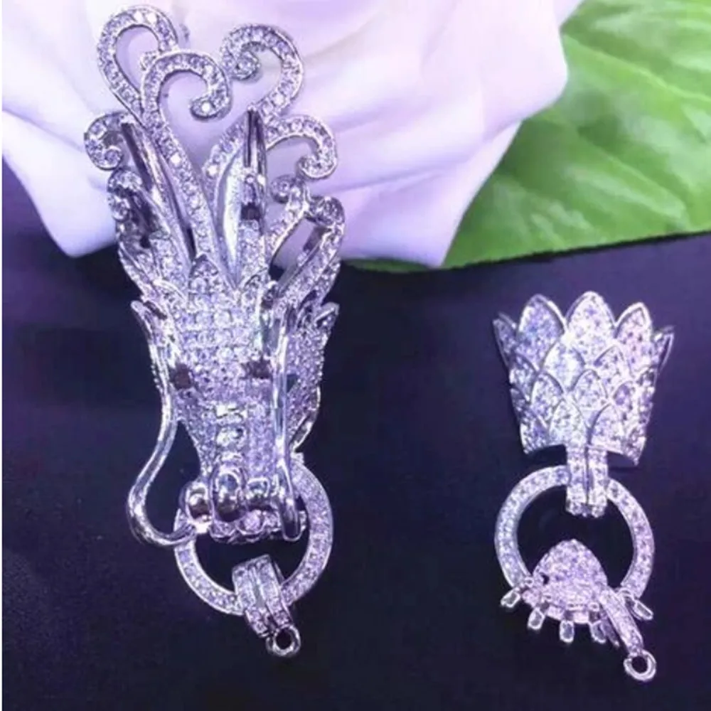 Hand knotted 2 rows necklace natural 8-9mm white freshwater pearl sweater chain nearly round pearl dragon clasp 17-19inch