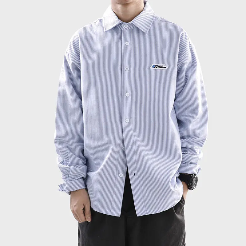 

New Spring Korean Fashion All-match Long Sleeve Luxury Striped Shirt Men Japanese Loose Casual Harajuku Vintage Shirts for Men