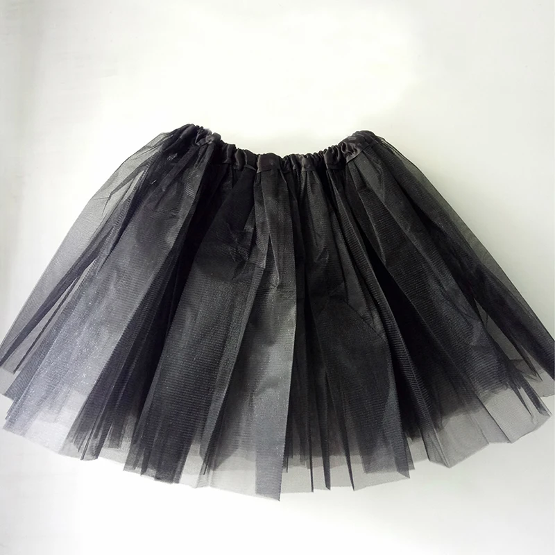Adult Girl Three Layered Ballet Dance Tutu Skirt Classic Solid Color Half Skirt Mesh Mini Pleated Dress