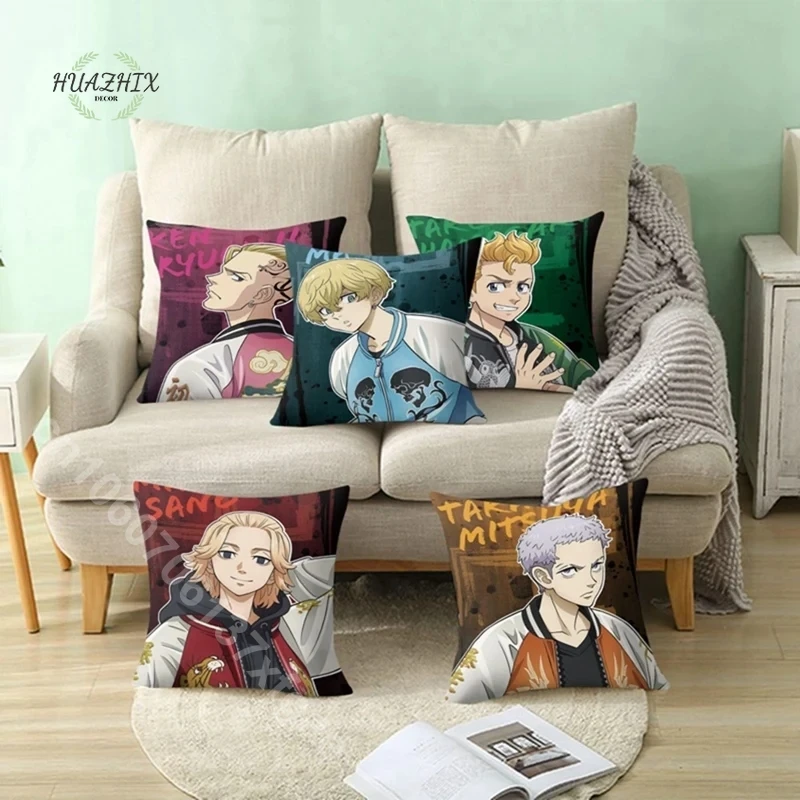 

45x45cm Tokyo Revenger Sleeping Pillowcase Cartoon Print Pillow Cover Anime Cushion Case Cosplay Accessories for Home Decor Gift