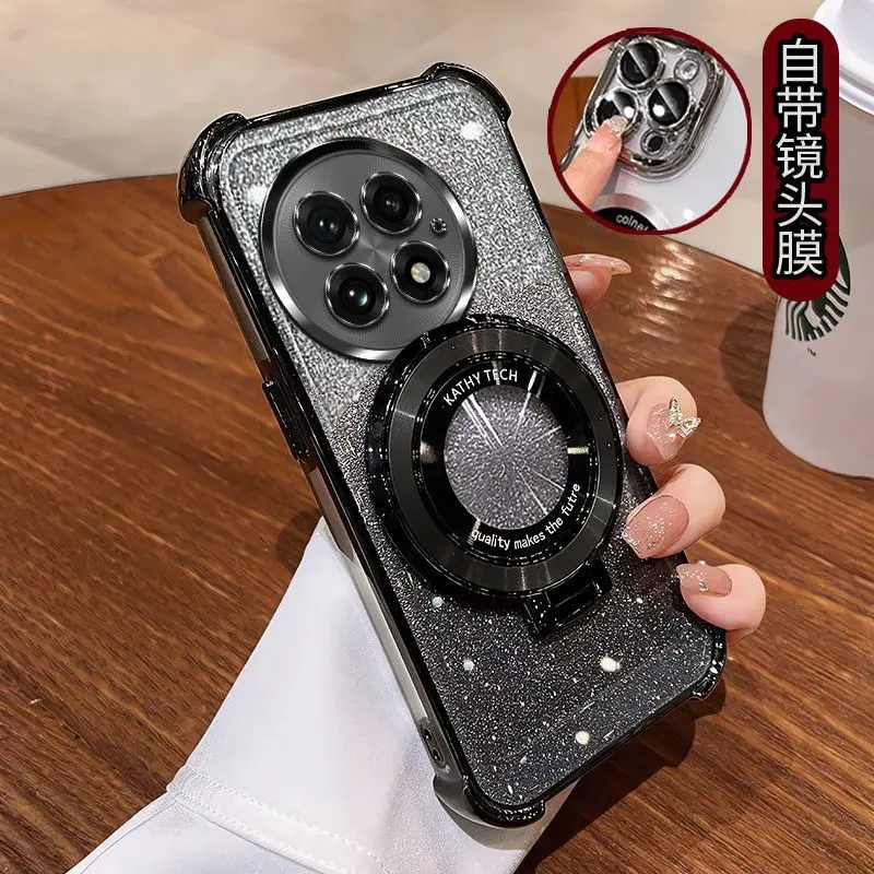 Shockproof Glitter Plating Magnetic Holder Silicone Case