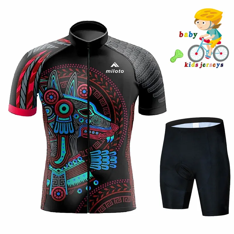 MILOTO Bike Kids Short Sleeve Cycling Jersey Set Children Breathable Bike Clothing Boy and girl Summer Quick Dry Bicycle Wear