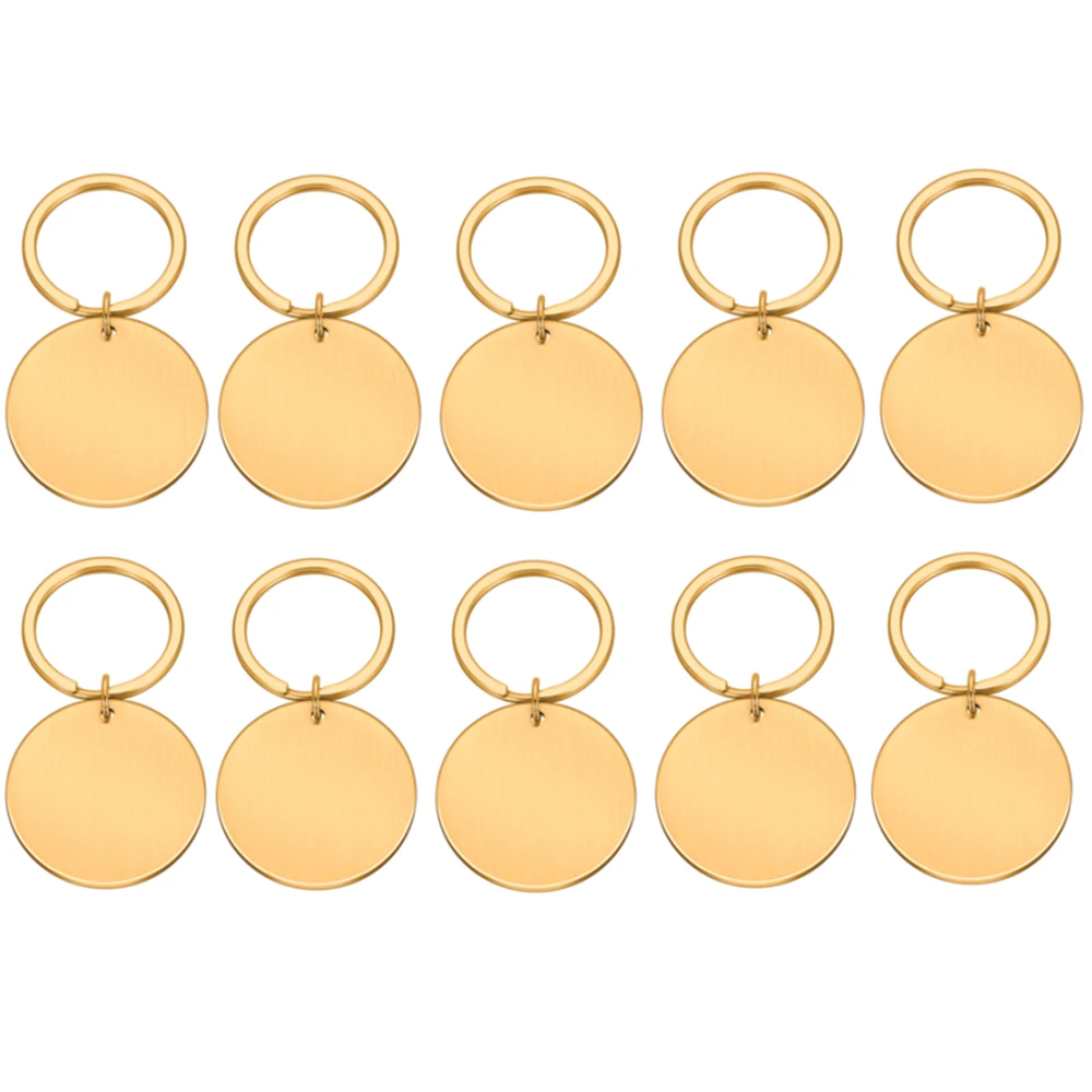 Stainless Steel Round Dog ID Tag Blank Pendants Necklaces Custom DIY Jewelry Making Keychain Dog Tag 10PCS