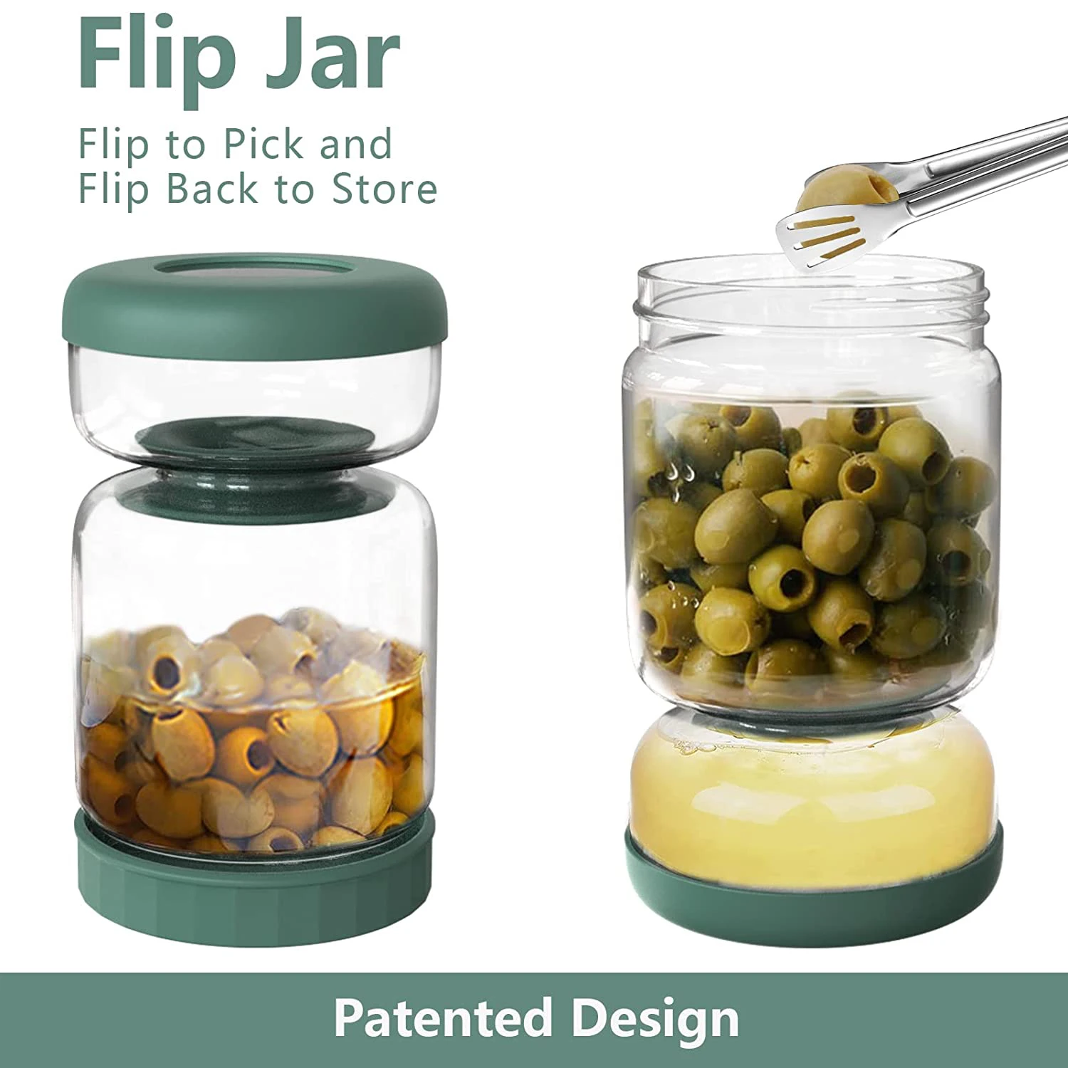 Glass Storage Jar Glass Storage Container Glass Pickles Jar with Lids Strainer Olives Hourglass Jug Food Storage Kimchi Jalapenos Fermentation Kitchen Separator