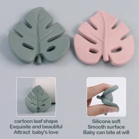 TYRY.HU 1PC Silicone Teether Baby Cartoon Leaf Shape Food Grade Silicone Teething Rattle for Newborn Care Chewing Molar Toy 2