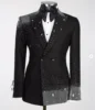 Sparkly Beaded Crystals Men Suits Slim Fit Wedding Groom Tuxedos 2 Pieces Sets Ropa Hombre Customized Slim Fit Terno Masculino 2