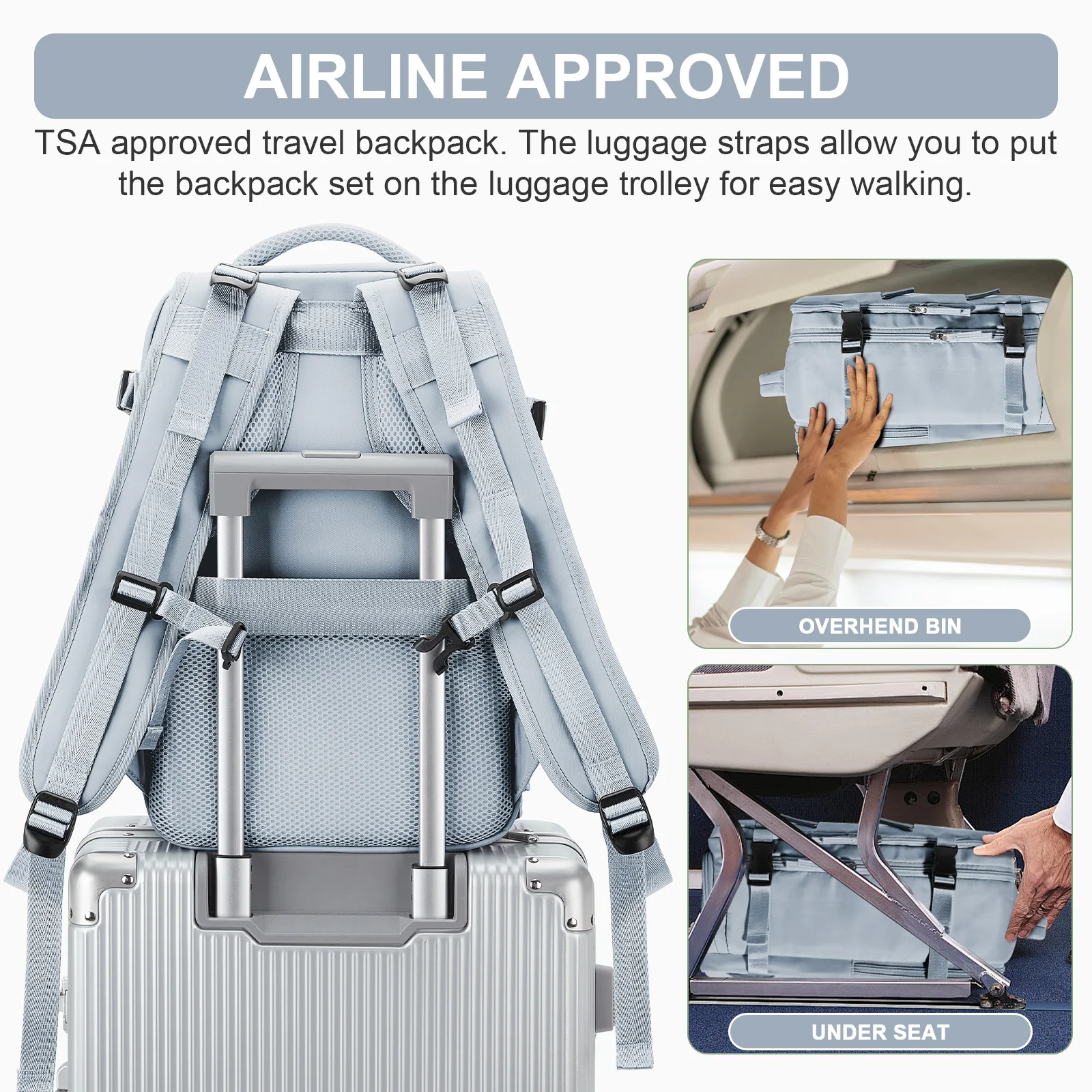 Travel Backpack Airplane 40x20x25 Ryanair Travel Bag Hand Luggage Water-Resistant Lightweight Business Rucksack for Men Women