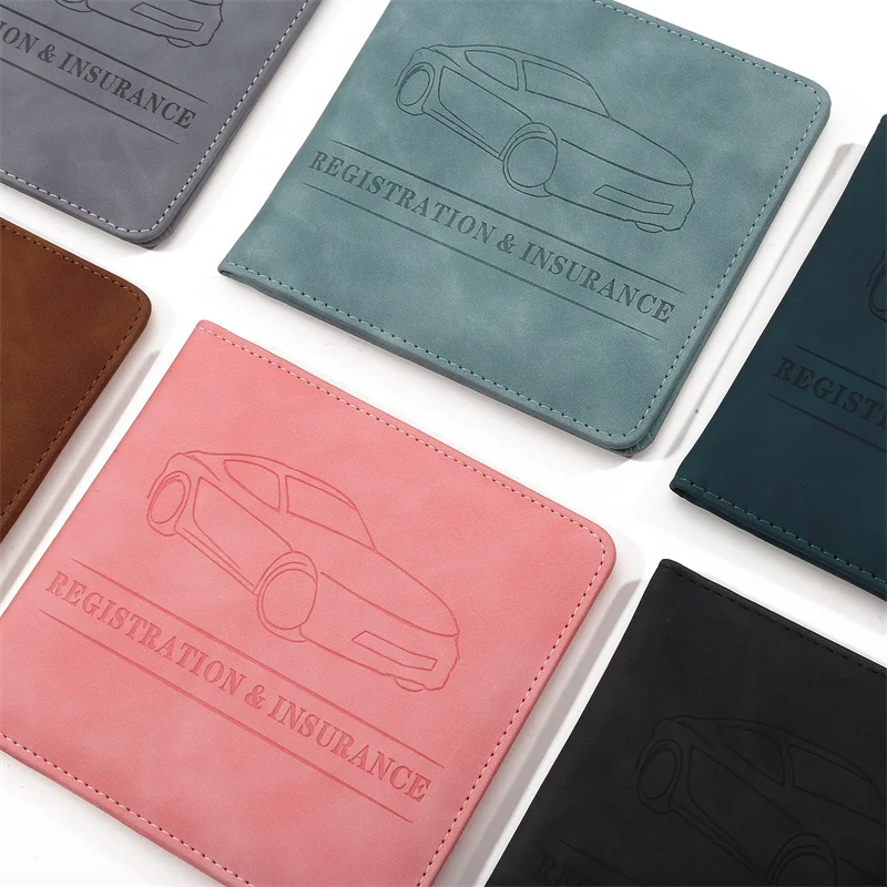 Car Registration And Insurance Holder Glove Box Folder-Premium PU Leather, Gray
