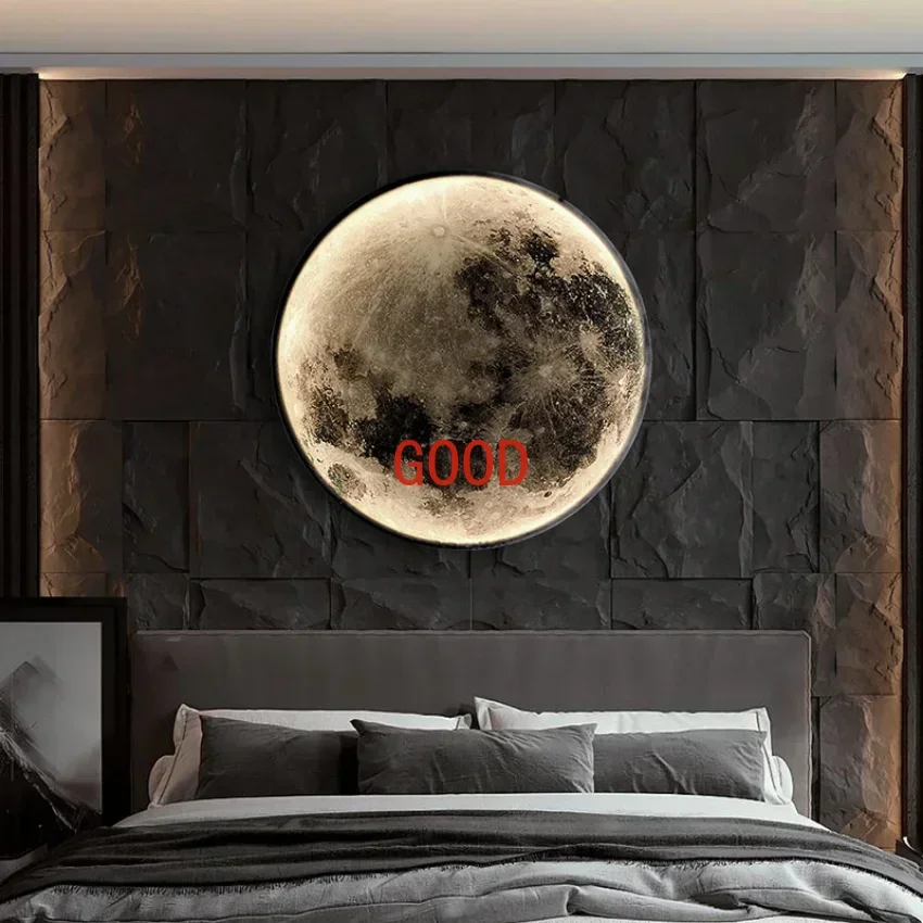 Modern Round Moon Wall Lamp for Bedroom Living Room Entrance Decoration Sconce Light Fixtures Ceiling Lighting Planet Nordic Led