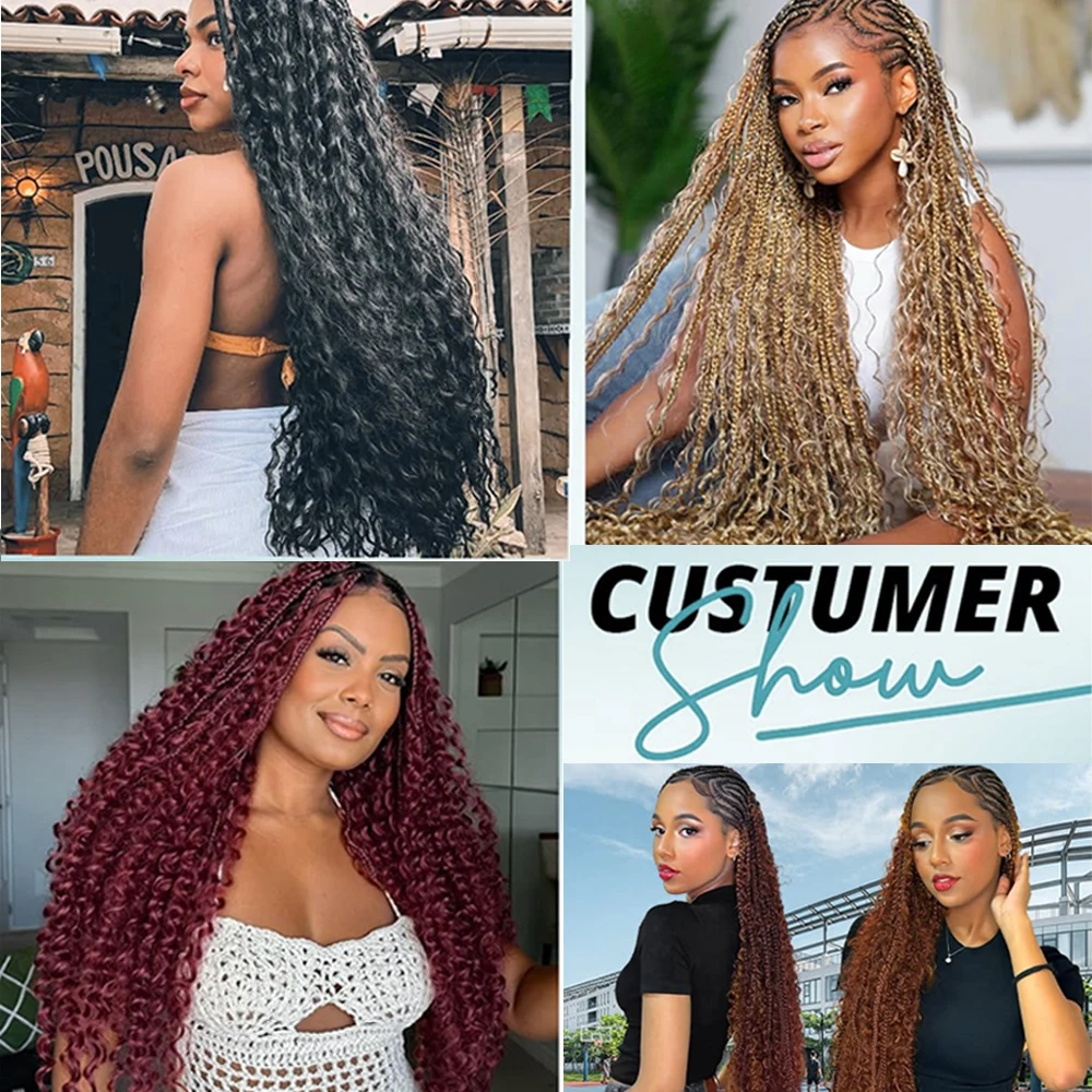 Brown highlights 150g Human Braiding Hair Bulk Deep Wave Knotless Braiding Hair Extensions Long Lasting Soft for Braids #4/27 6
