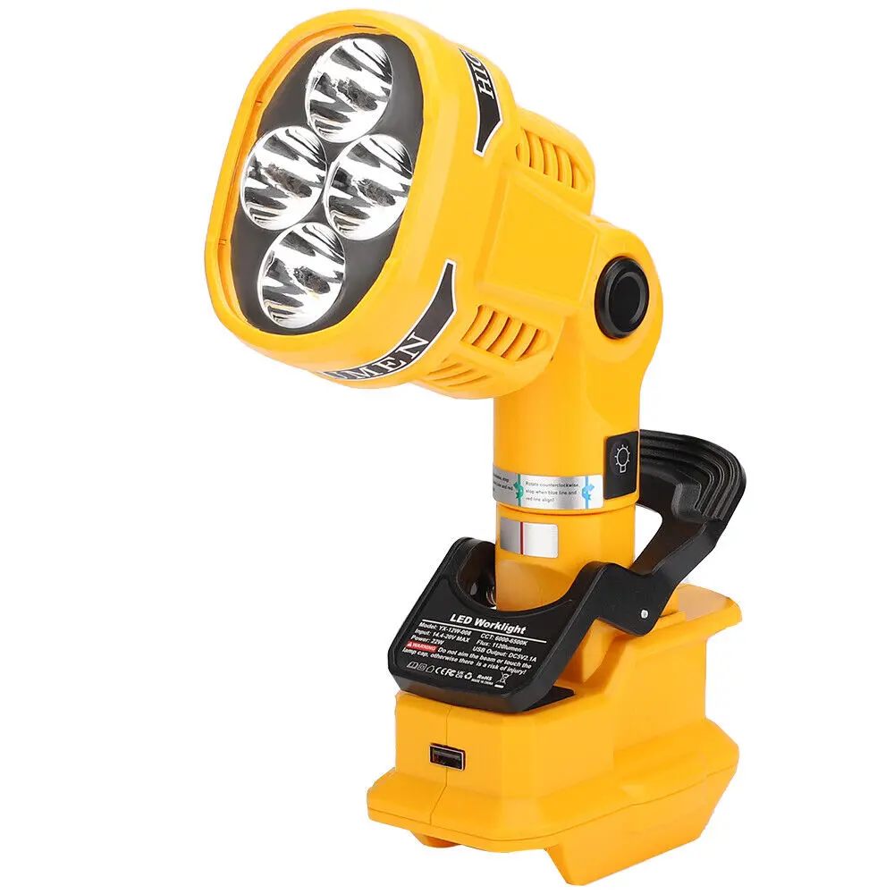 For Dewalt 20V Li-ion Battery Cordless LED Work Light 1120LM Flashlight Portable