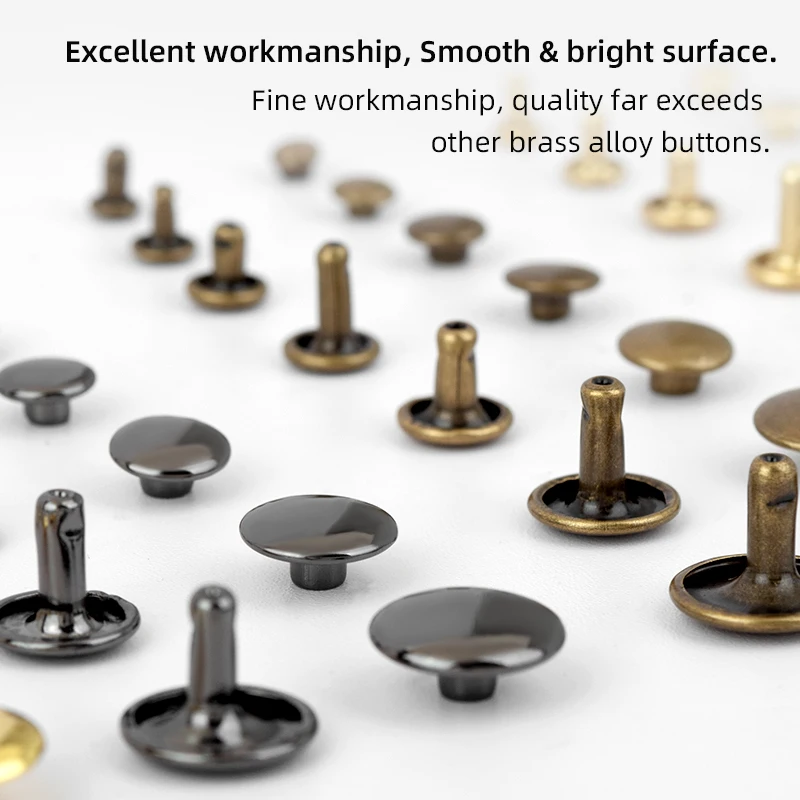 Brass Leather Rivet Double Cap Rivet Round Stud Spike Collision Nail Decorative Metal Rivets Belt Strap Rivets Copper Rivets Metal Studs Leather Rivets Pearl Rivets For Clothes Bag Shoe Belt 100set