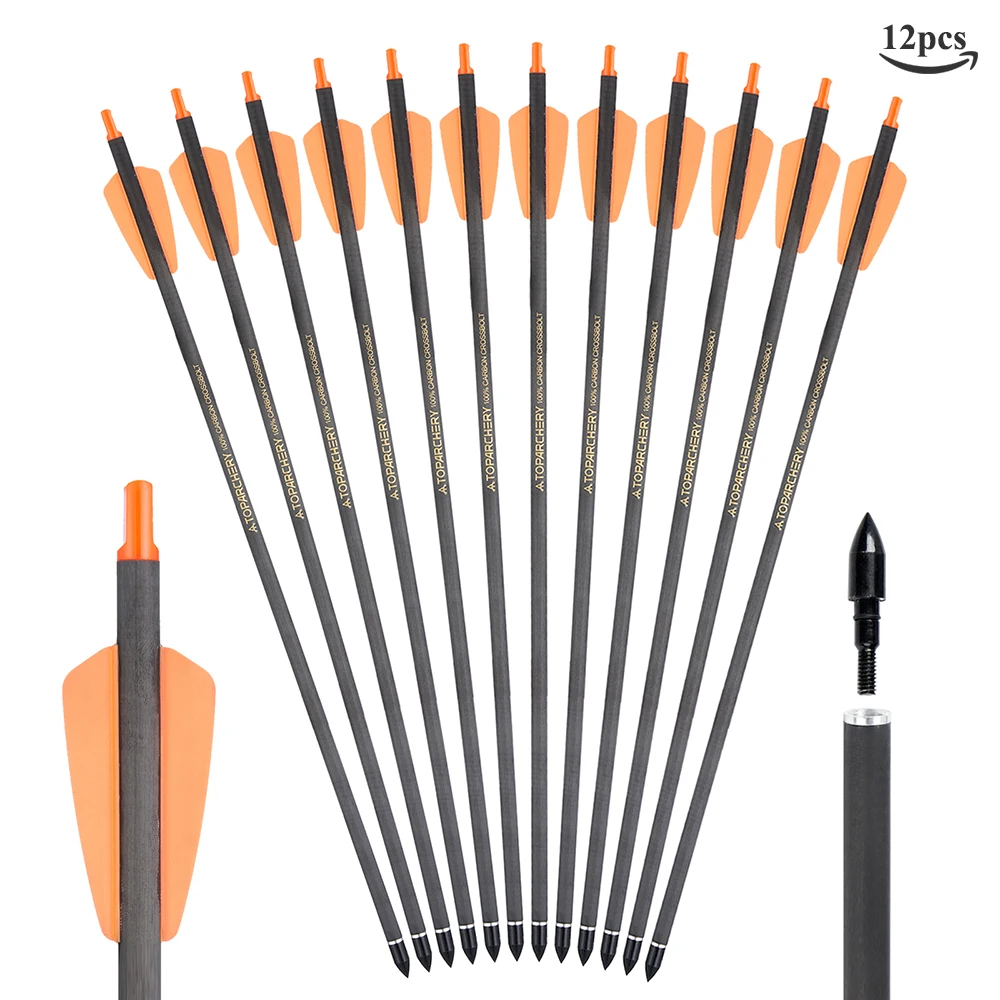 Premium Crossbow Bolts with Replaceable Arrow Tips - Pack of 12/24, 15-Inch, Spine 350, Ideal for Archery and Outdoor Hunting