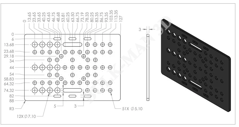 com Motor de Passo Nema 17, DIY, 250mm, 500mm, 1000mm