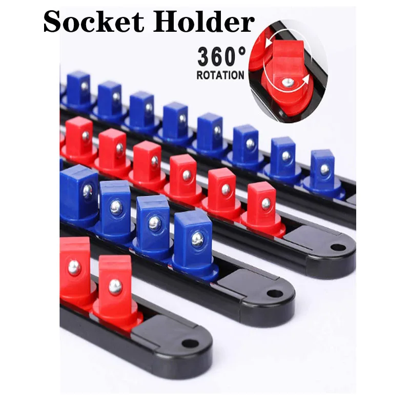360&deg; Swivel ABS Socket Organizer 1/4Inch 3/8Inch 1/2Inch Premium Quality Socket Clip Rail Holder socket organizer tools