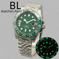 BLIGER 40mm GMT Men Mechanical Wristwatch NH34 Watch Sapphire Glass C3 Luminous Ceramic Bezel Green Dial Waterproof Glide Clasp 1
