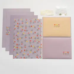 Floral Envelopes & Stationery Set with Stickers - DIY Postcards & Greeting Pads (Purple)