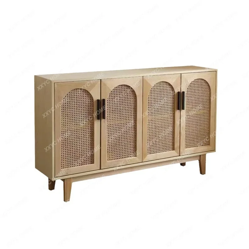 

Solid Wood Rattan Sideboard Cabinet Home Living Room Entrance Cabinet Storage Locker Creative cajonera pequeña