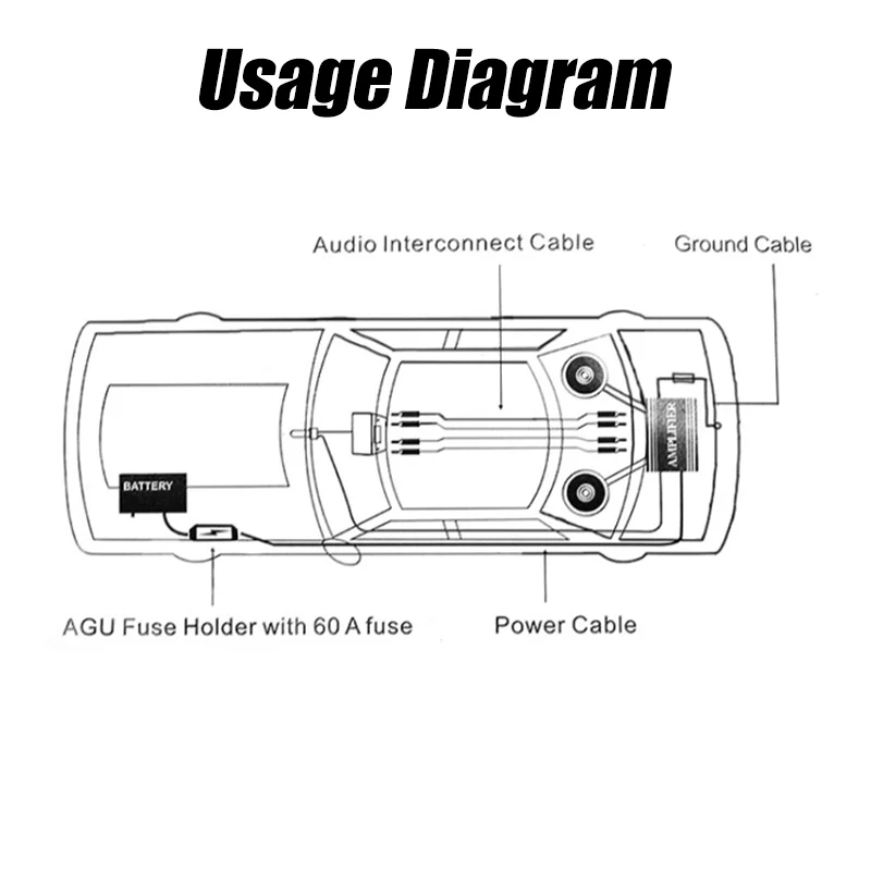 Car Amplifier Wiring Kit 10/8/6/4GA Car Amplifier Cable Set 60Amp Fuse Holder Set Subwoofer Modification Connection Cable Kit car amplifier wiring kit