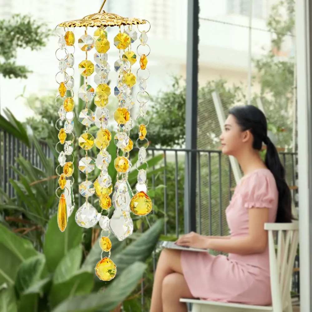 Chandelier Wind Chimes Coating Crystal Prisms Hanging Suncatcher Rainbow Chaser Window Curtains Pendant Home Garden Decor Gifts 3