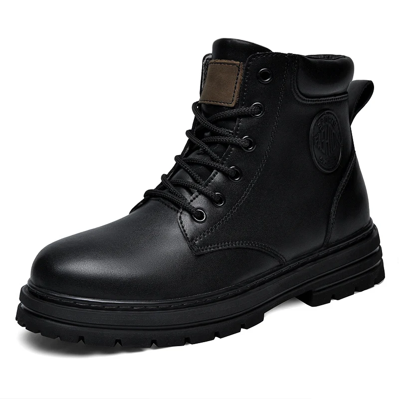 

Big Size 49 50 51 Winter Black Leather Boots Men Women Couples Fashion Ankle Boot