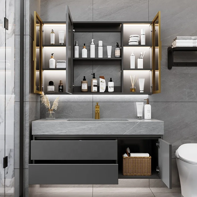 Safe Package Size Stainless Sheet Frame Bathroom With Led Mirror Medicine Cabinet