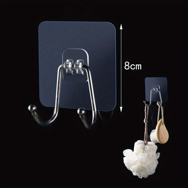 3 large Sticky Double Hooks for Hanging Wall Hooks 33 ib Max Heavy Duty Non-damage Waterproof Hooks for Bathroom double self adhesive hooks multifunctional hooks self adhesive wall hooks heavy duty hooks