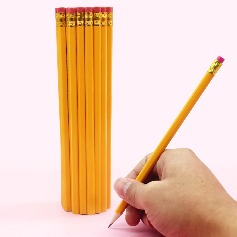 Pencils With Eraser Top 2 HB Drawing And Sketching Yellow Wood-Cased For Office School Supplies 50/100/150pcs eraser pencil,writing stationery,drawing pencils