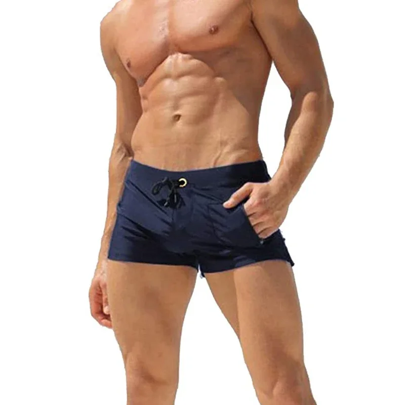 Swim Trunks Swim Shorts Men Swimsuit Mens Swim Trunk Swimwear with Zipper Pocket Bathing Suit Swimming Boxer Brief Square Leg Mesh Liner Board Shorts Swimsuits